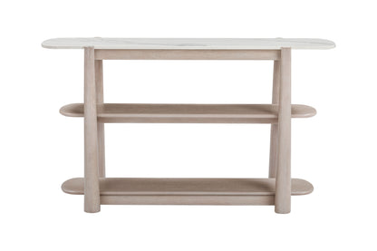 Horizons - Console Table - White Oak / White Marble