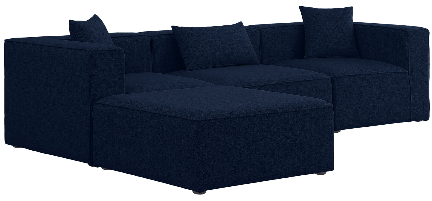 Cube - Modular Sectional 4 Piece - Navy - Fabric