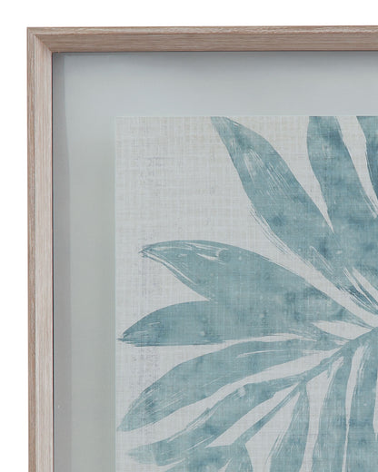 Burlap Ocean Palm - IX Framed Print - Light Blue