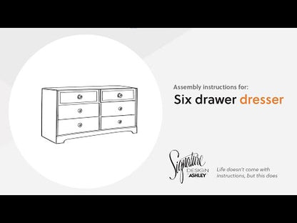 Paxberry - Whitewash - Six Drawer Dresser - Weatherworn